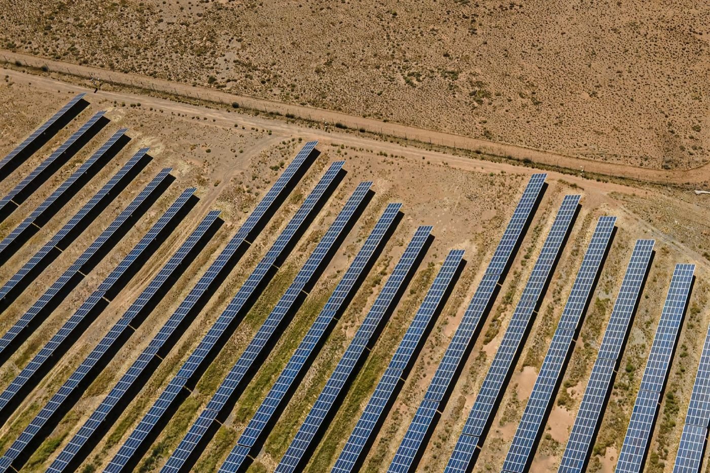 Solar photovoltaic array supplying renewable electricity